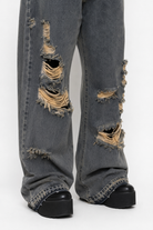 Damaged Grunge Pants Gray