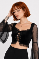 Black Mesh Crop Top Black