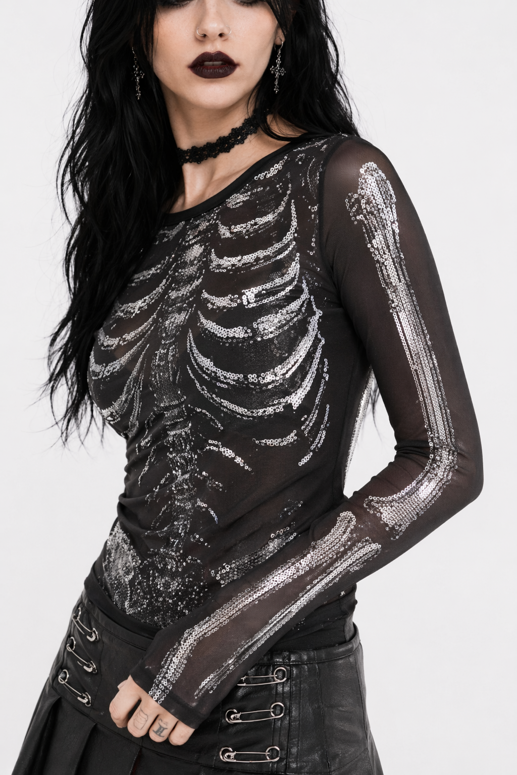 Black Skeleton Print L