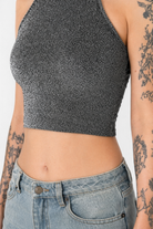 Agony' Grey Grunge Crop Top M