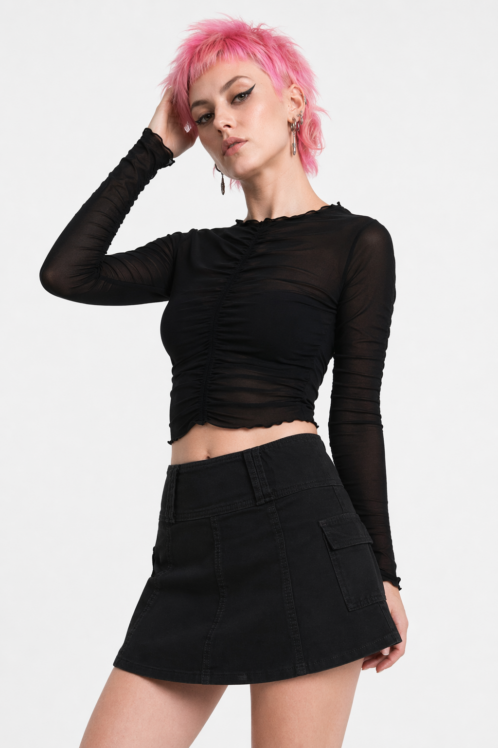 Black High Waist Mini Skirt Black