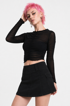 Black High Waist Mini Skirt Black