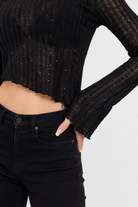 Black Grunge Crop Top Black