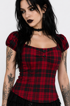 Red Grunge Plaid Top' L