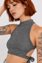 Agony' Grey Grunge Crop Top S