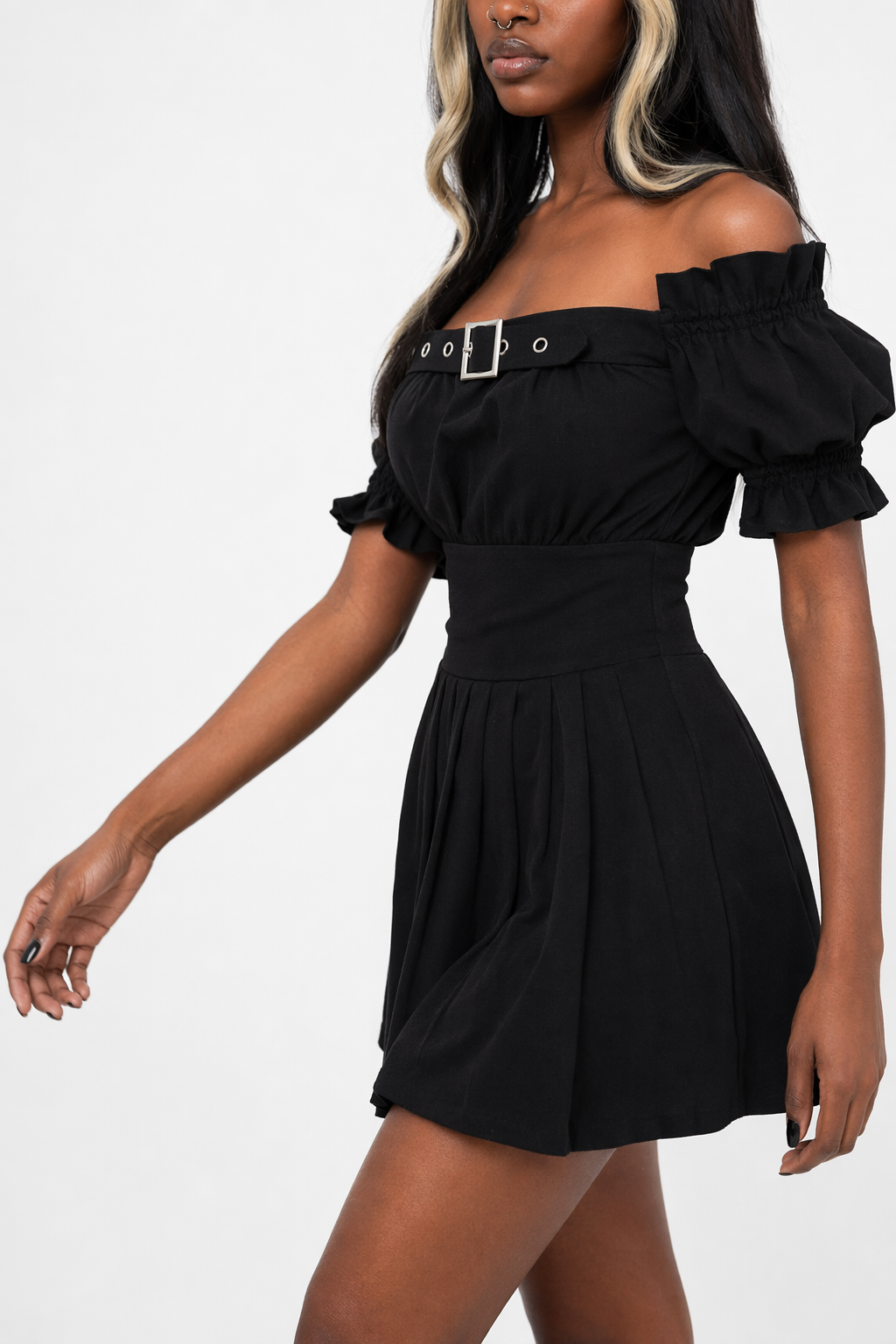 Batty Shoulder Black Dress S