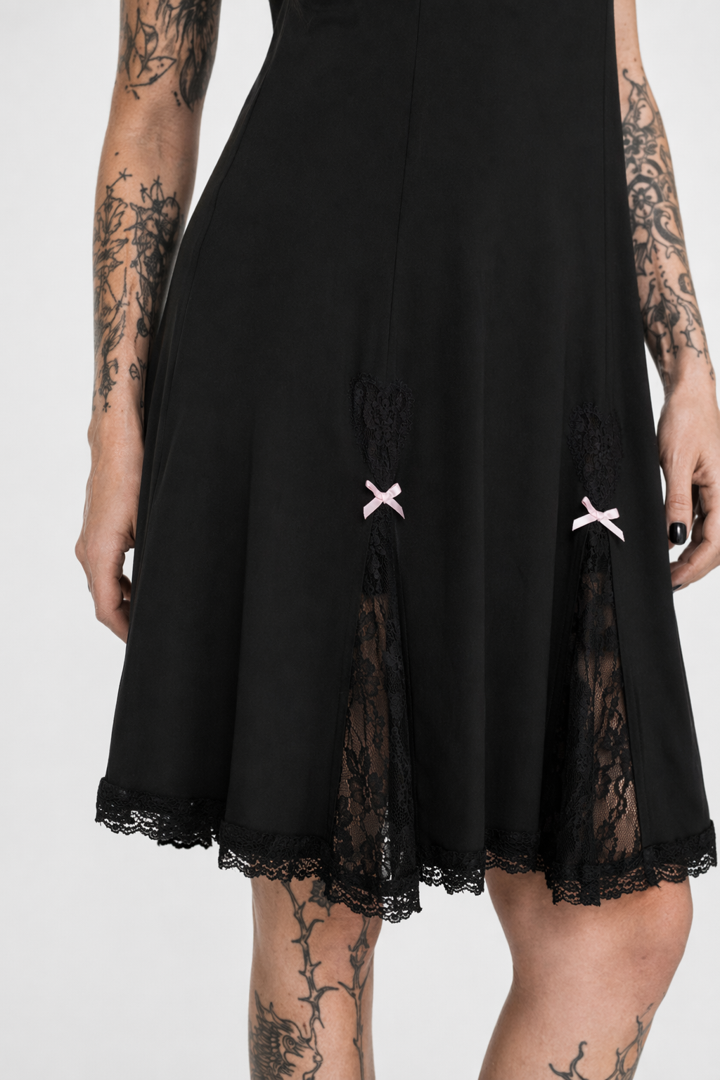 Black Lace Gothic Bow Dress Black Dress