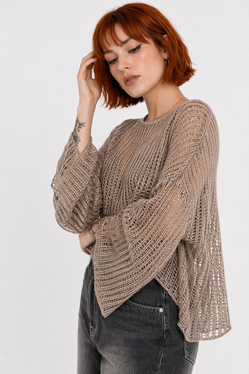 Black Khaki Knit Top Khaki