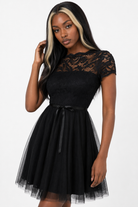 Gothic Lace Mesh Dress Black
