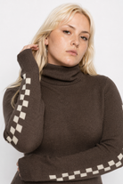 "Cozy Long-sleeve Turtleneck Sweater" Dark Brown