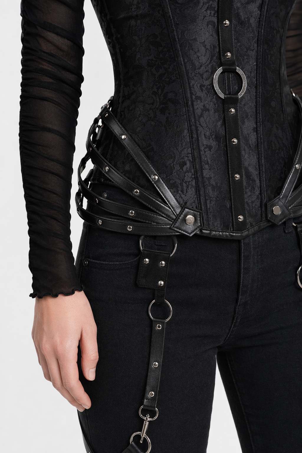 Black Gothic Corset with Broken Glass Black