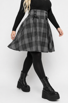 "Grey Plaid Skirt - No Smoke" Dark Gray