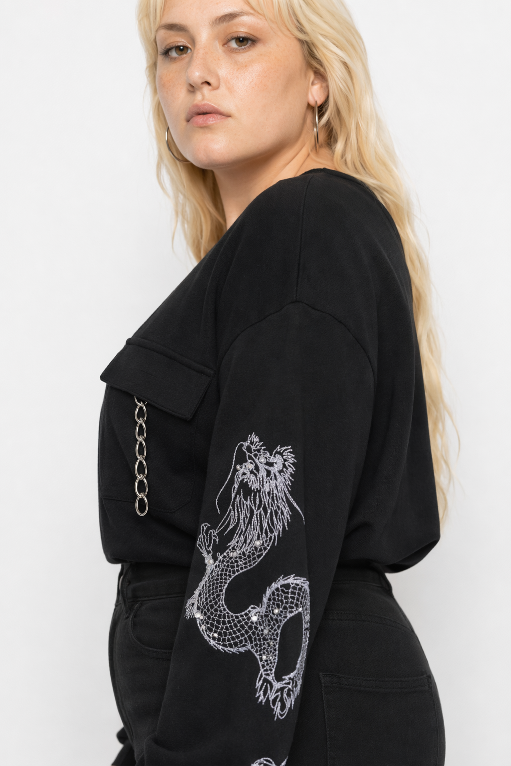 Grunge Black Sweatshirt chain black