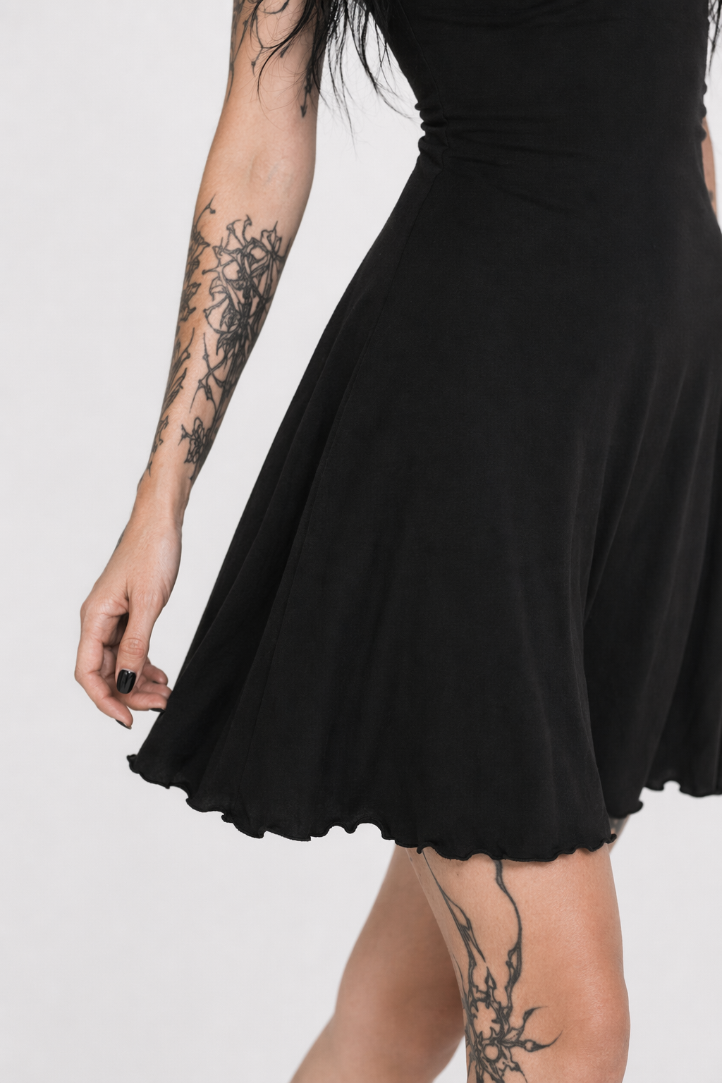 Prey' chic black v-neck dress. Black Dress