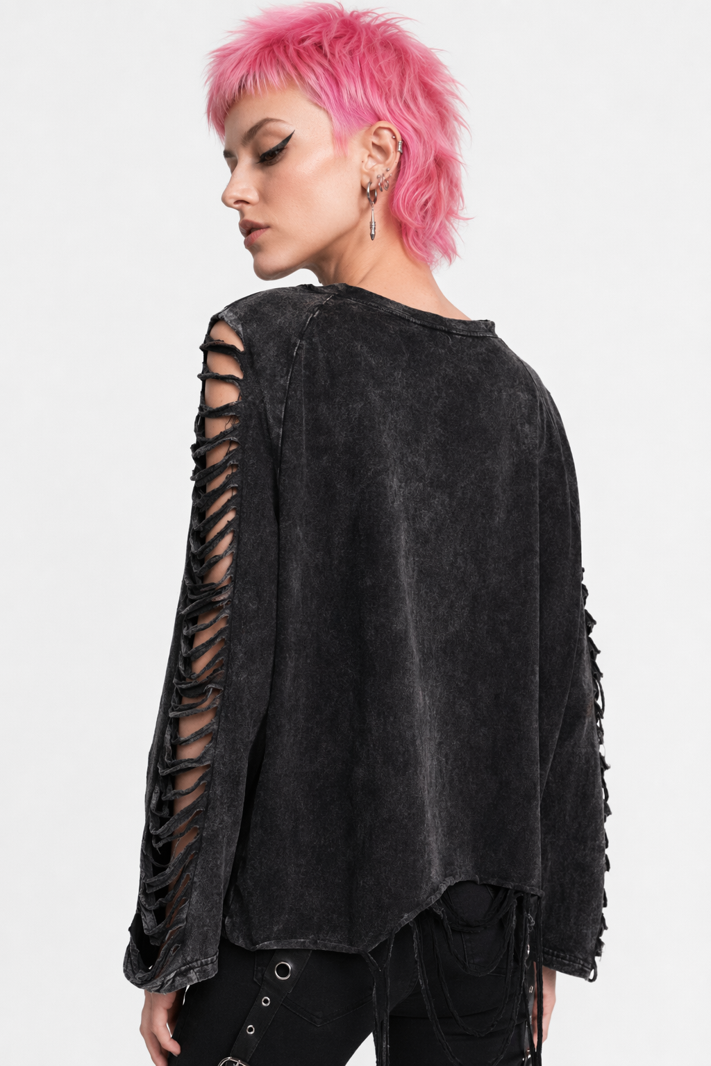 Black Ripped Oversized Alternative Top' Black