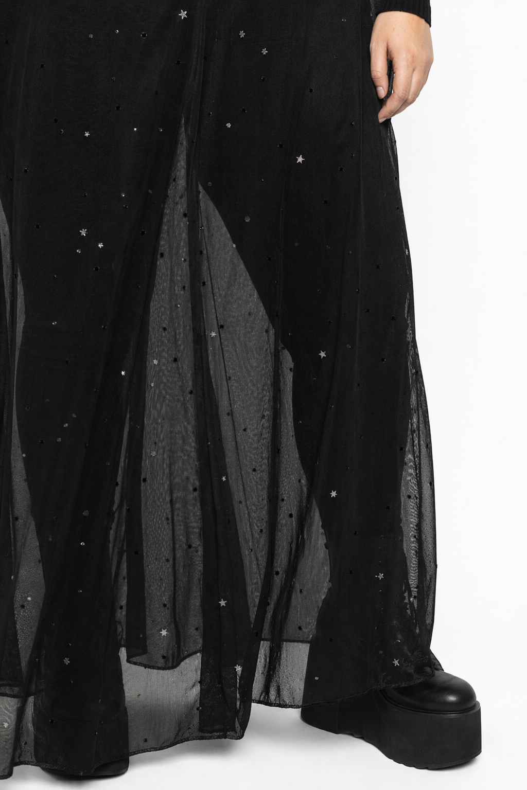 Black mesh high waist maxi skirt Black