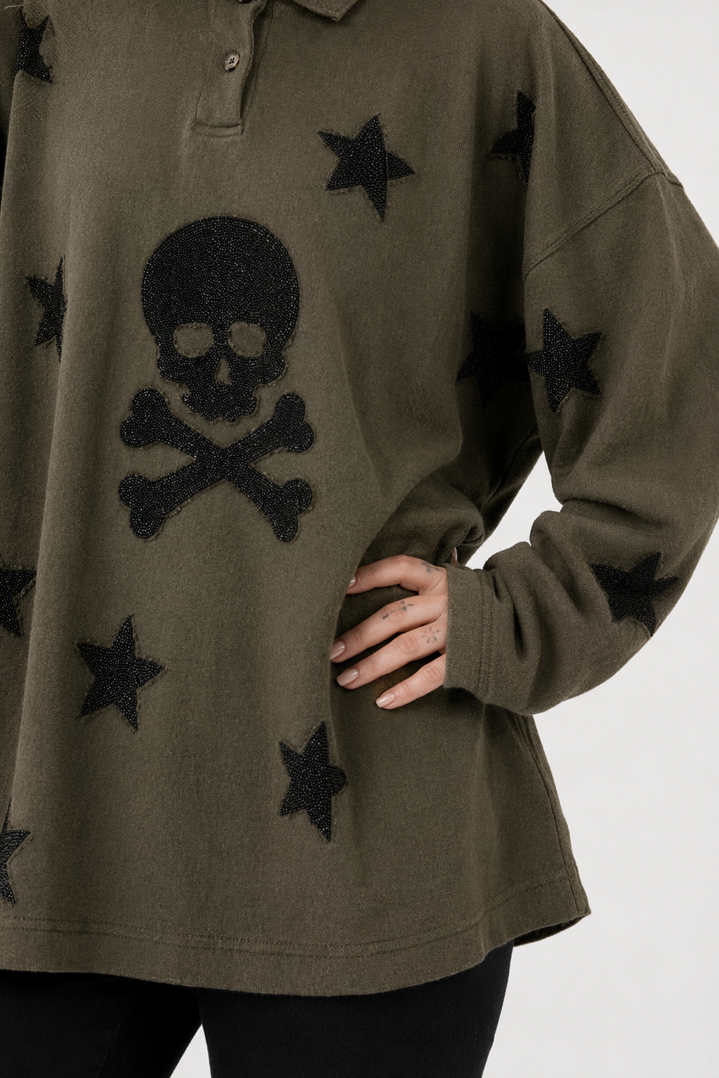 Black Grunge Skull Sweater Default Title