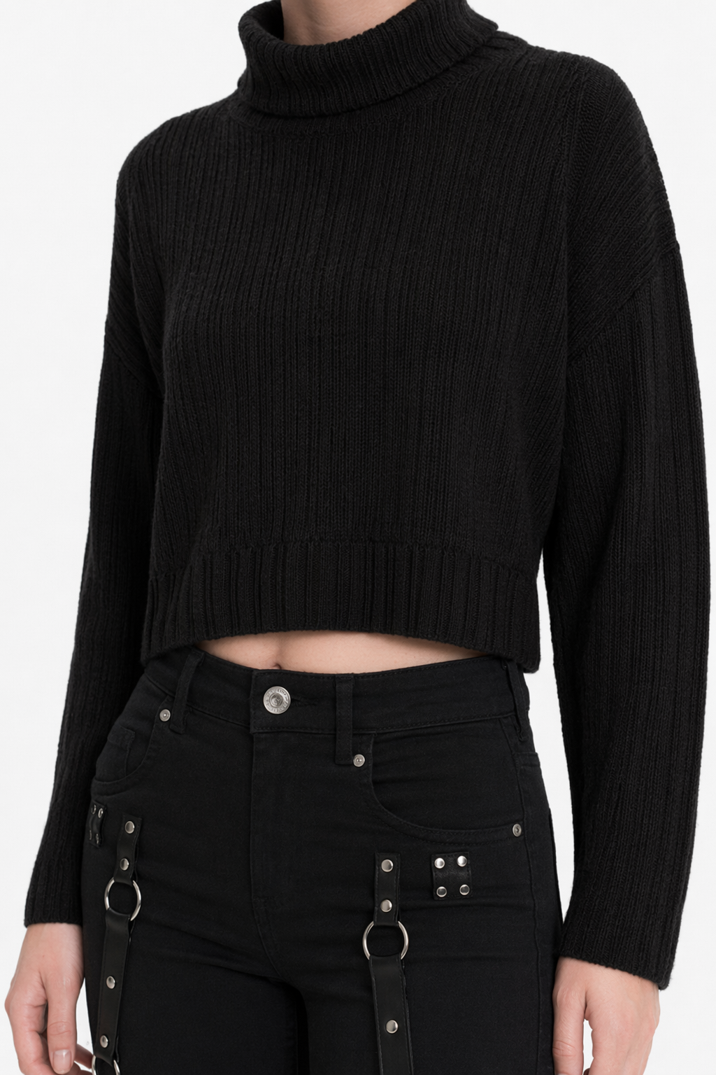 Black High Neck Sweater L