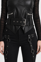 "Black Gothic Faux Leather Top" Black