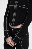"Fear Shock Knit Crop Top" black
