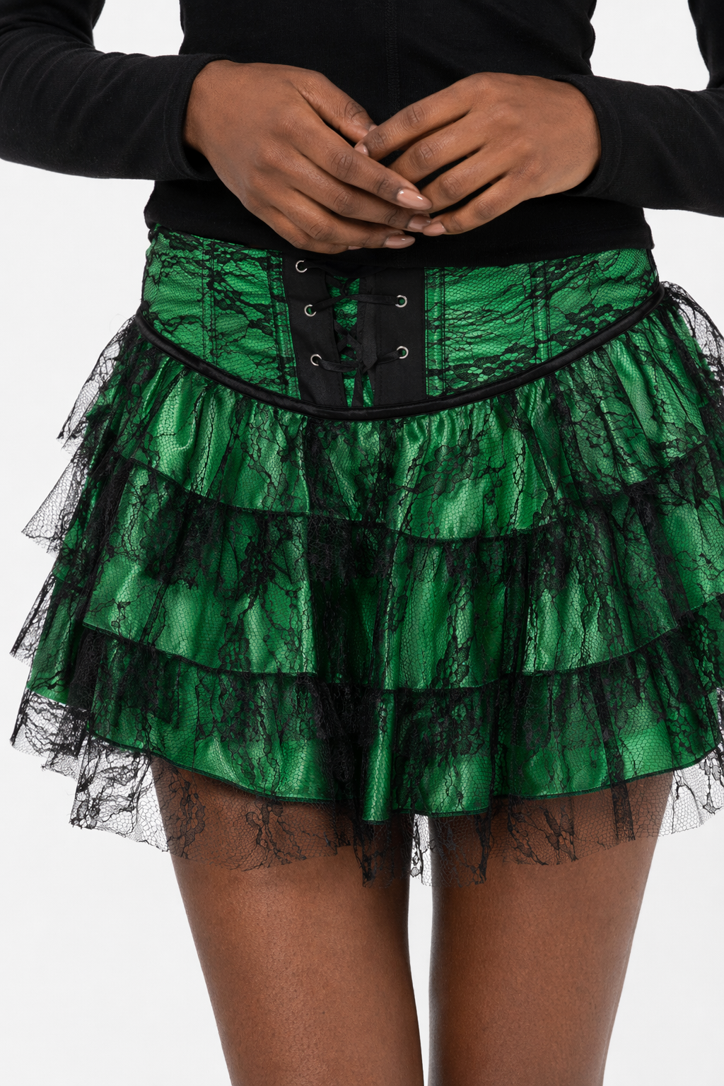 Colorful lace skirt Green