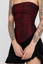 Blood Rose Strapless Top. red