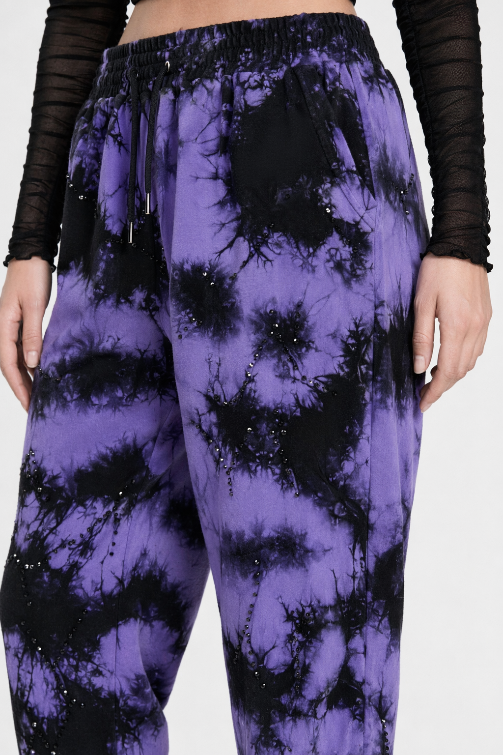 Black Purple Tie Dye Pants purple