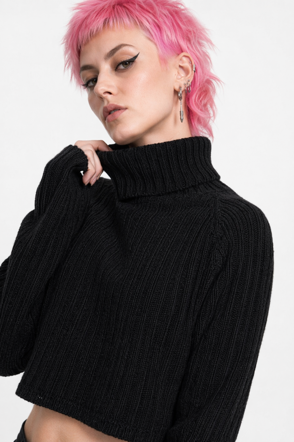 Black High Neck Sweater M