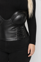 Lace Underbust Corset in Black PU black