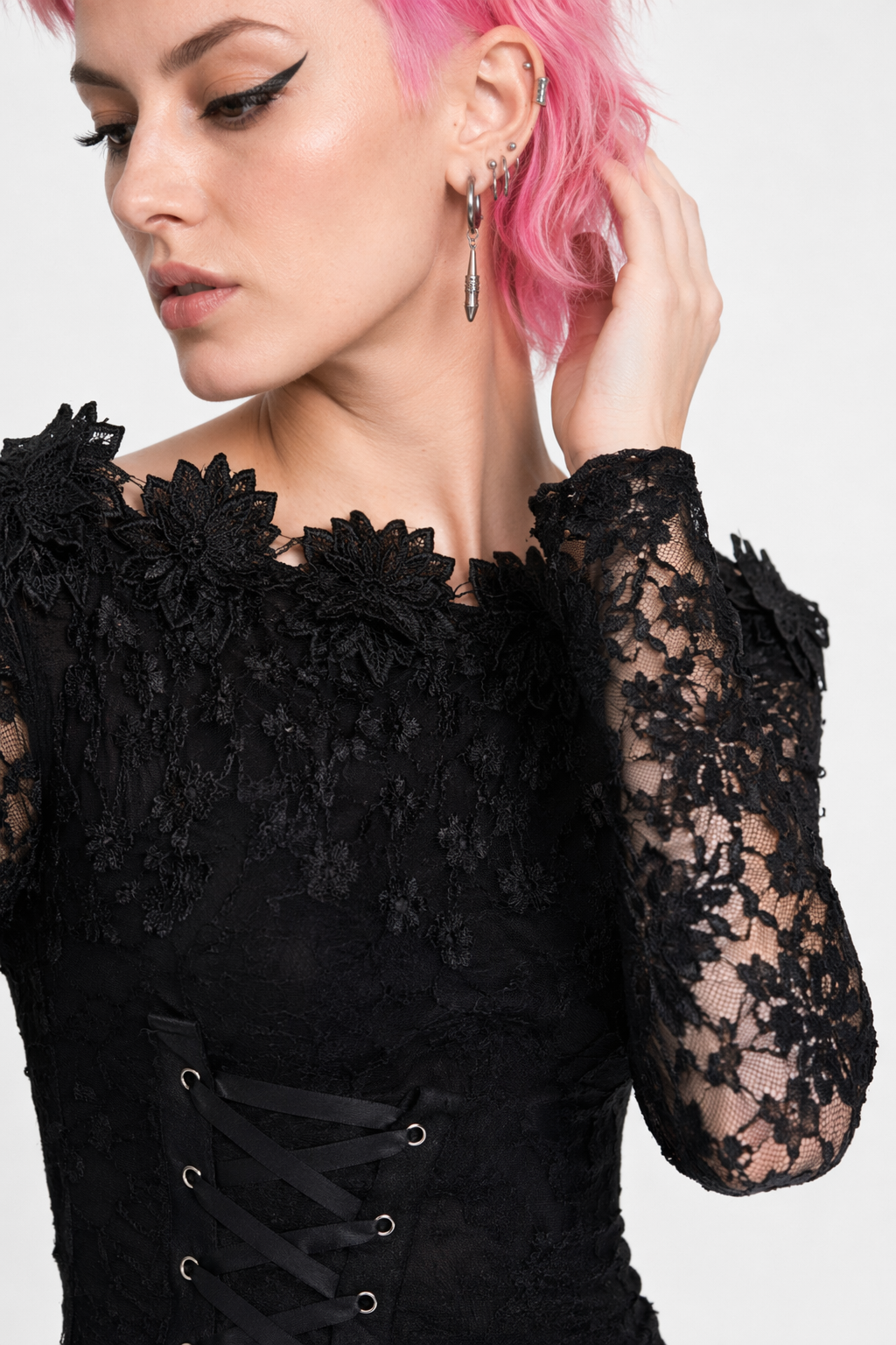 Black Lace Blouse - Elegant' Default Title