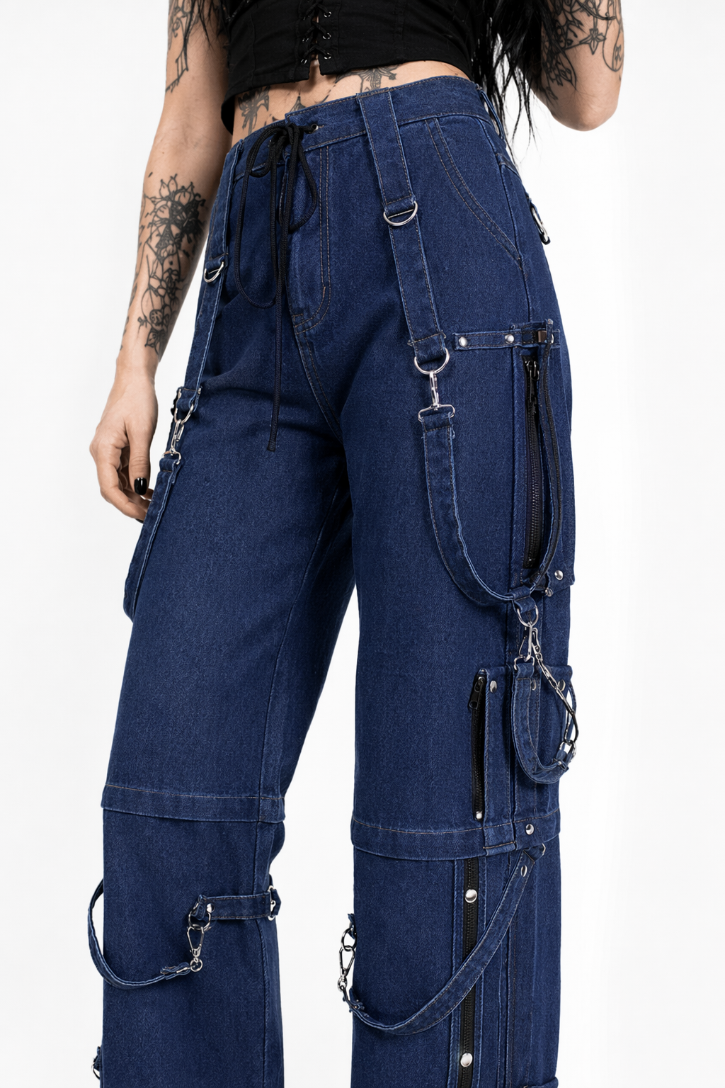 Blue High Waisted Grunge Denim Jeans blue