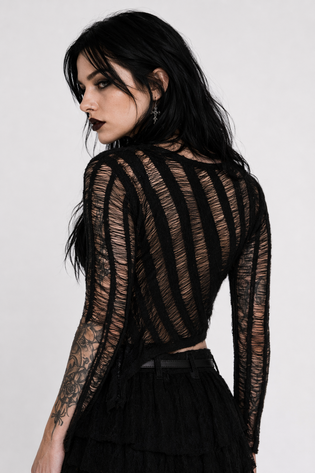 Black Ripped Sweater Black