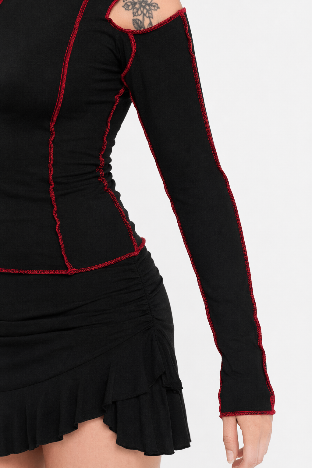 Black Patchwork Top black