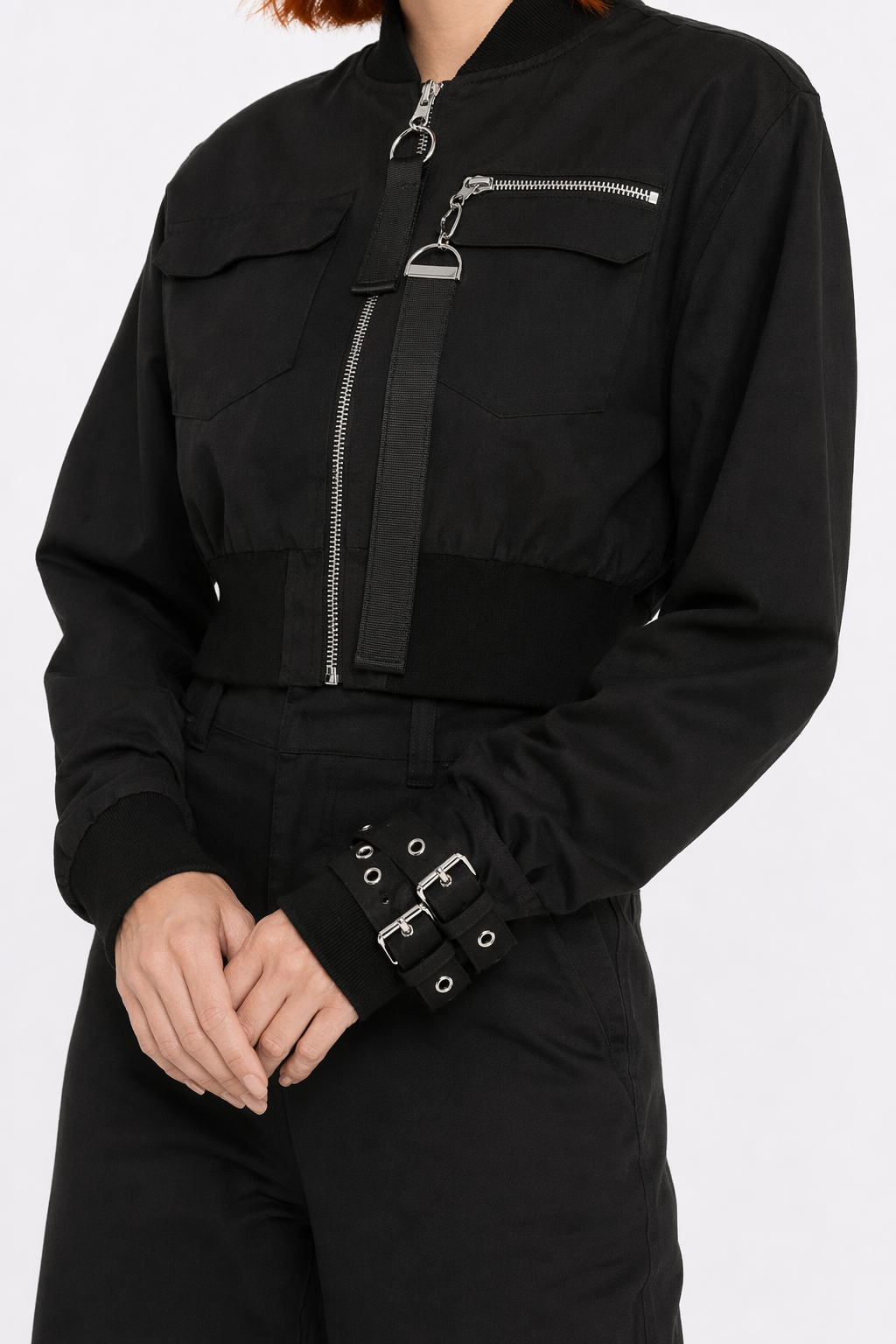 Black Grunge Buckle Jacket black