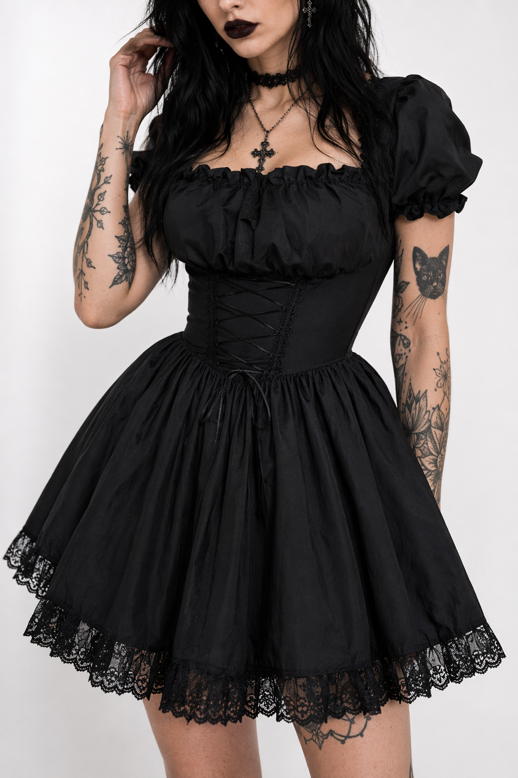 Kawaii Goth Lace Corset Dress. Color 0