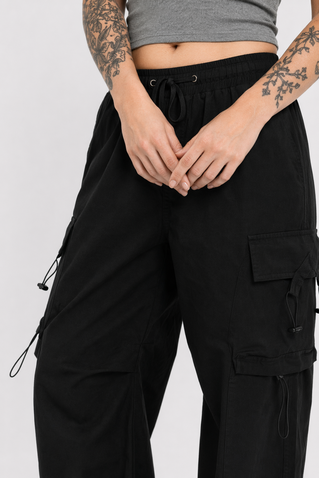 Black Grunge Wide Leg Pants Black
