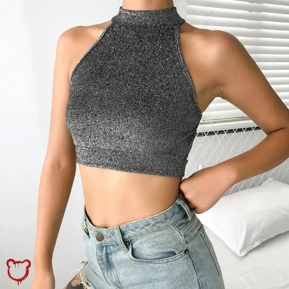 Agony Grey Grunge Crop Top M Clothing