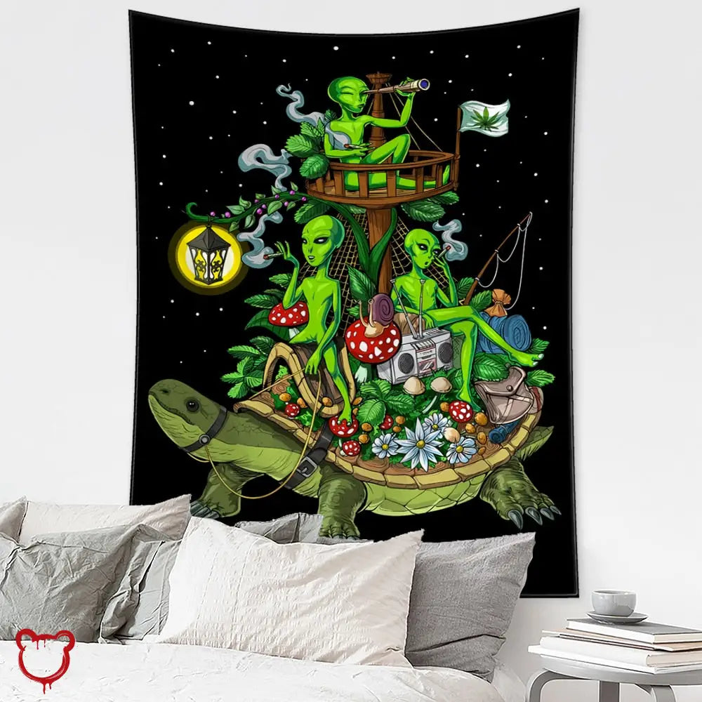 Alien Psychedelic Tapestry 95X70Cm / Gt1087-6 Homeware