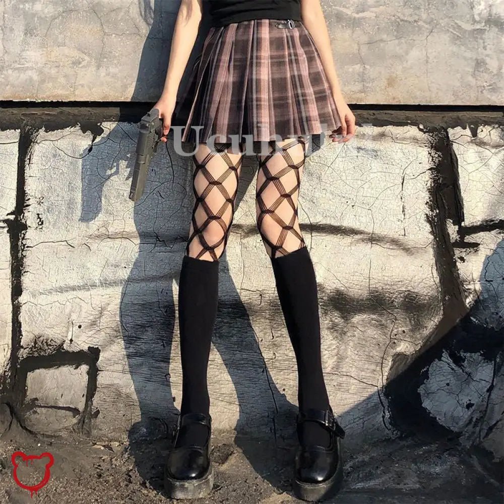 Atomic' Black Net Stockings - The Cursed Closet