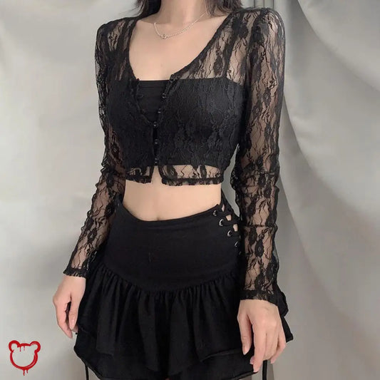 Babes Gothic Lace Crop Top Black / S Clothing