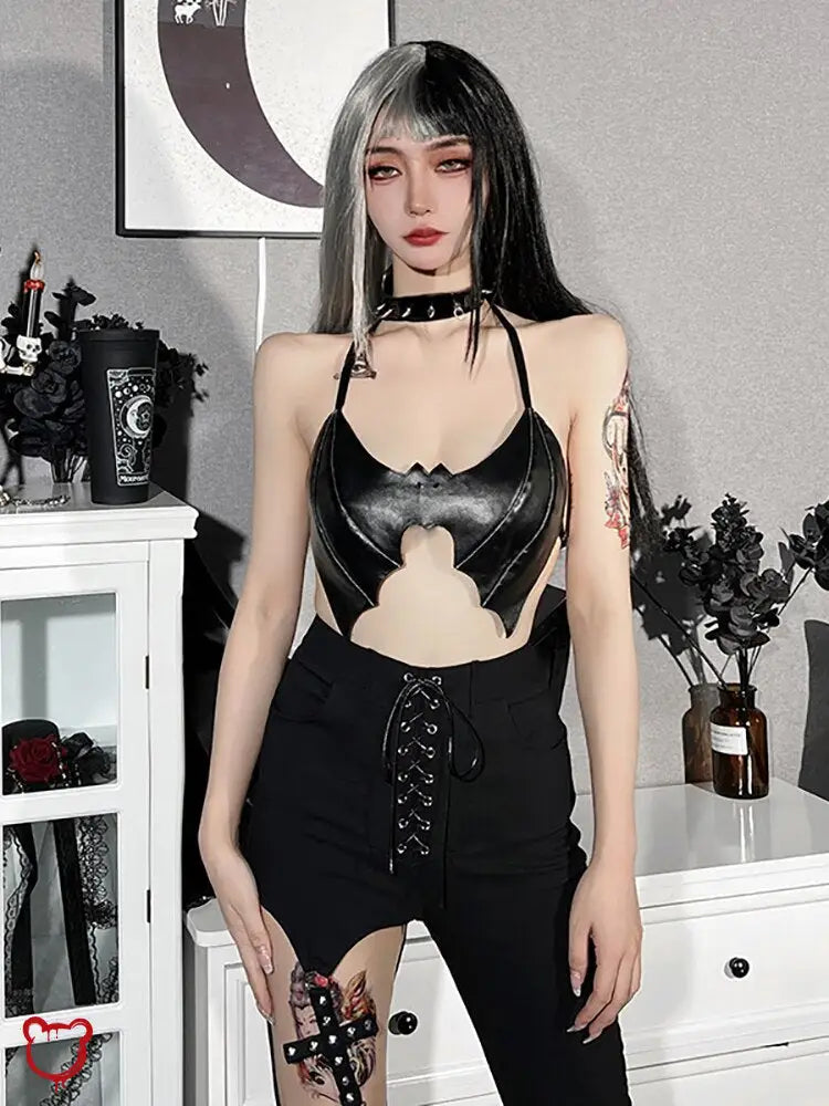 Bat Leather Crop Top Clothing