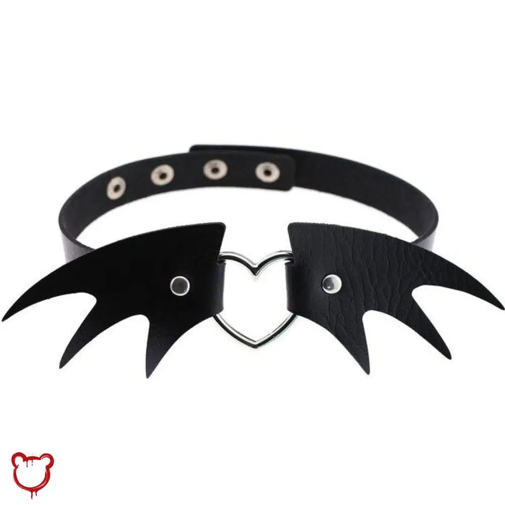 "Batty Black Faux Leather Choker" - The Cursed Closet