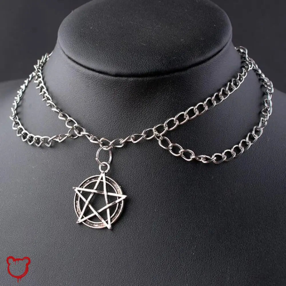 Black Alt Choker with Double Chain - The Cursed Closet