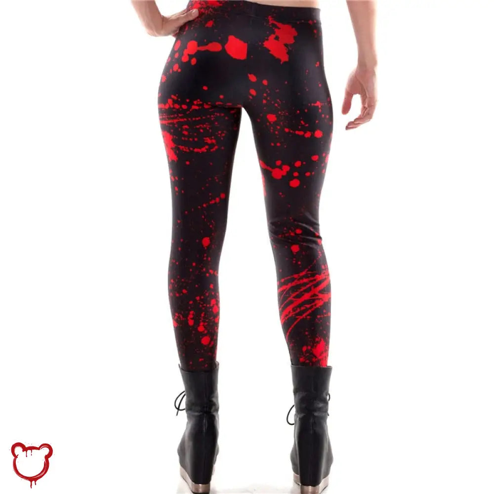 Black And Red Halloween Horror Leggings. Clothing