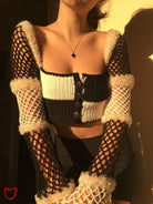 Black And White Fishnet Sweater: Toasty Chic. Clothing