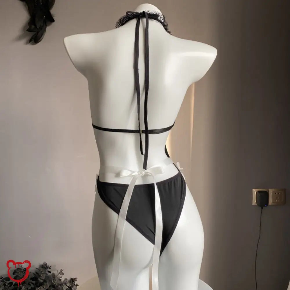 Black And White Kawaii Lingerie Set Clothing