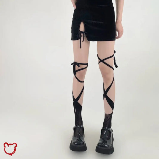 Black Anime Lace Fishnet Socks Accessories