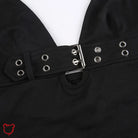 Black Buckle Eyelet Crop Top Clothing