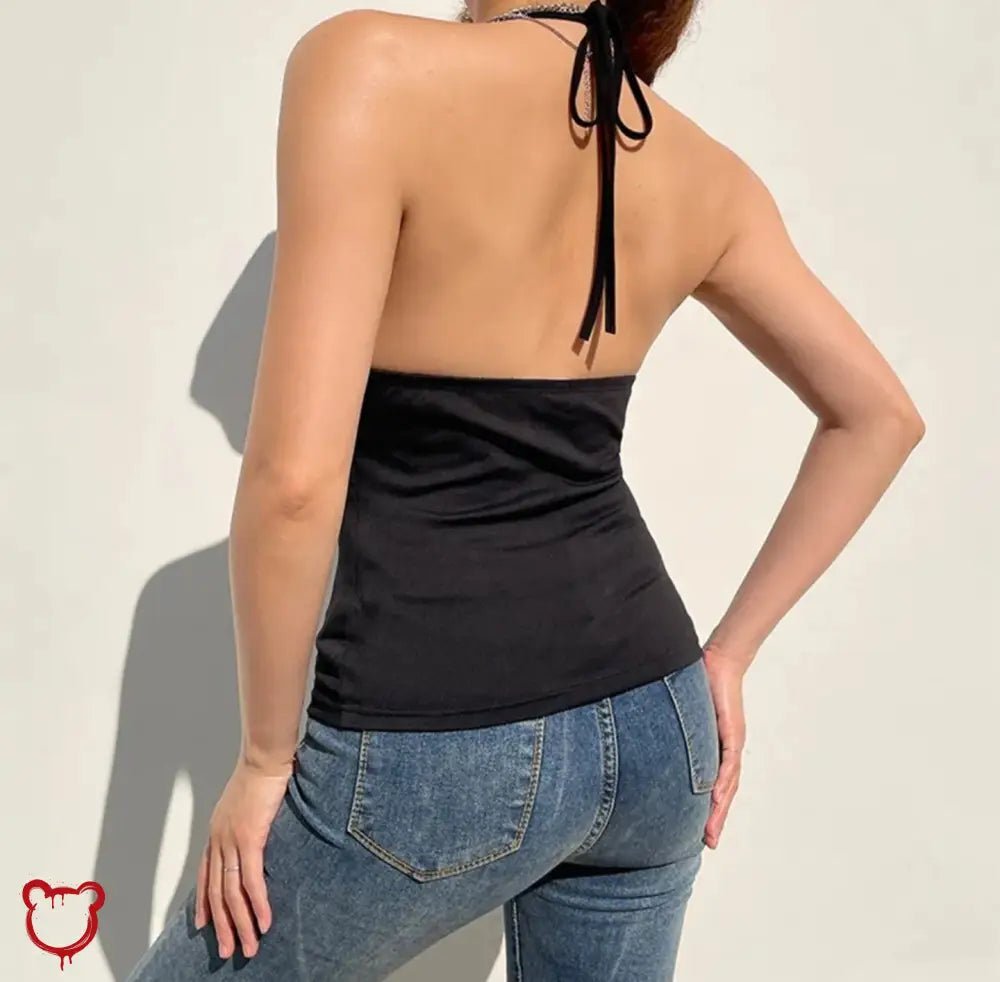 Black Buckle Eyelet Crop Top - The Cursed Closet