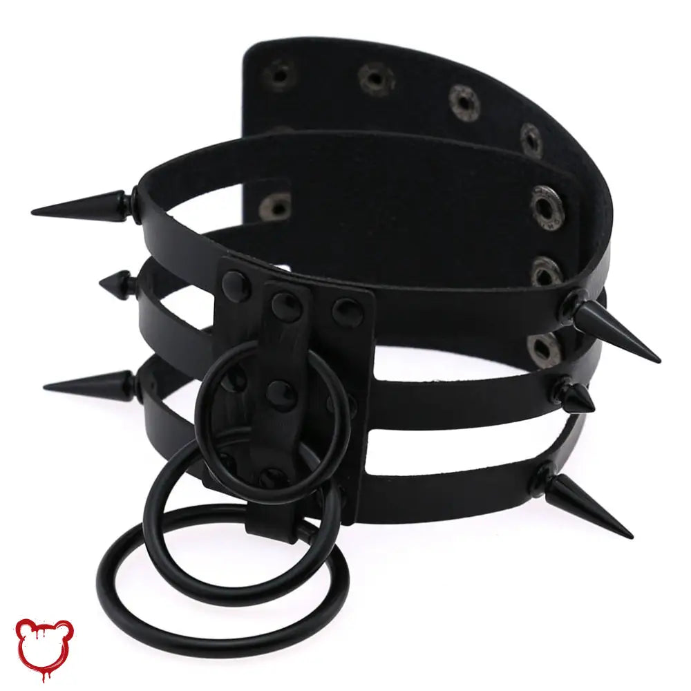 Black Choker With Triple Rings Accessories